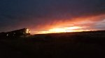 A Fiery New Mexico Sunset Greets UP 7725 As She Leads A Northbound Stack Towards UP Dalhart, Texas for A Crew Change.